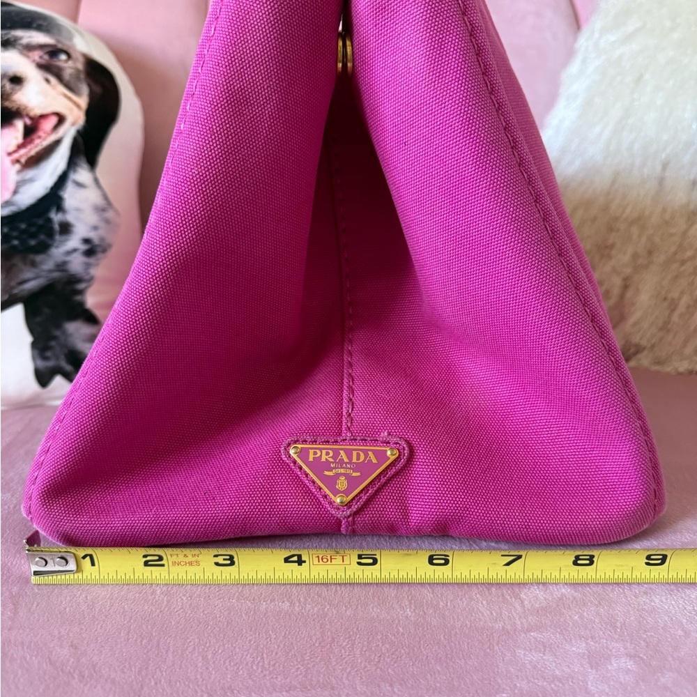💯 AUTHENTIC PRADA CANAPA Fuchsia Hot Pink Tote Bag. Extra Large - Picture 7 of 16
